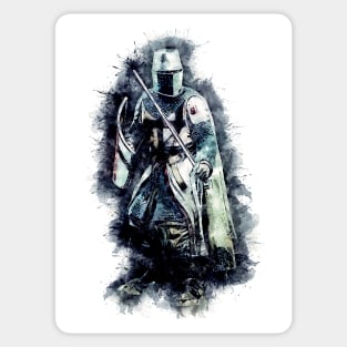 Templar Knight The crusader / abstract warrior watercolor portrait Sticker